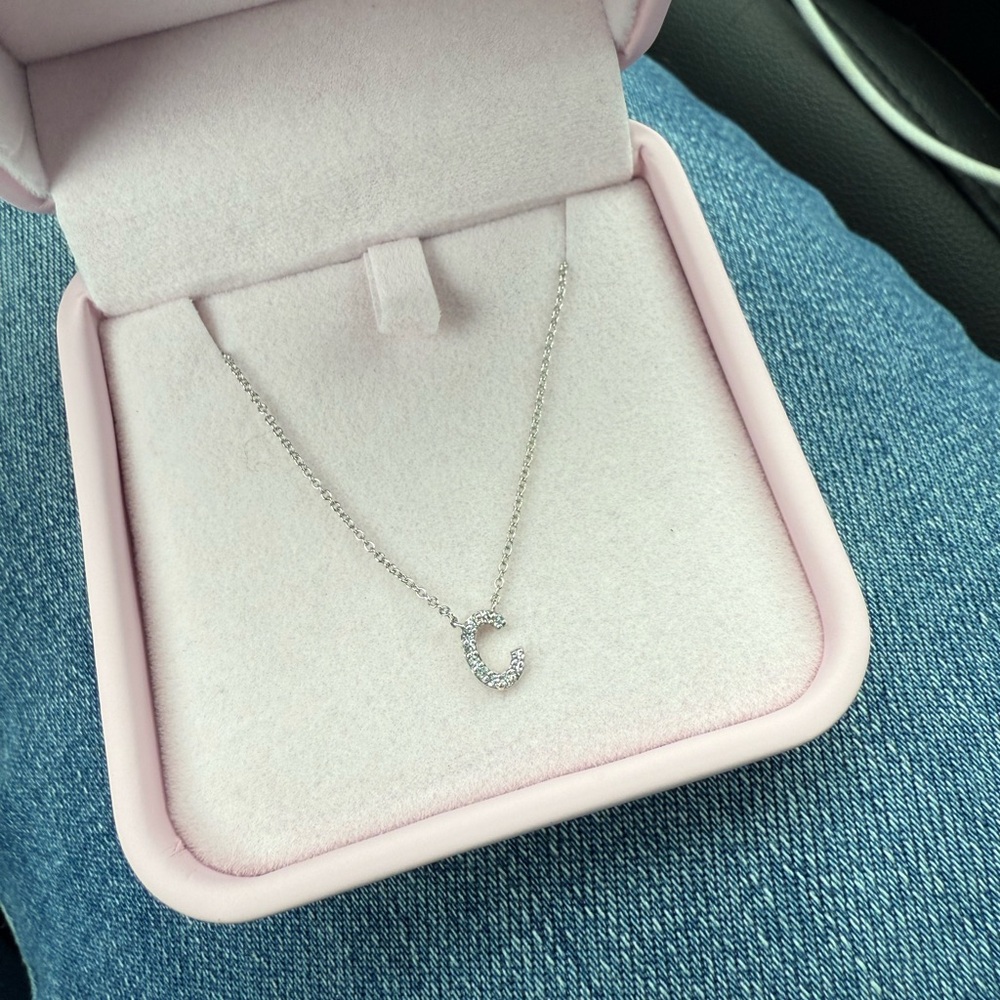 Silver Necklace with C Pendant